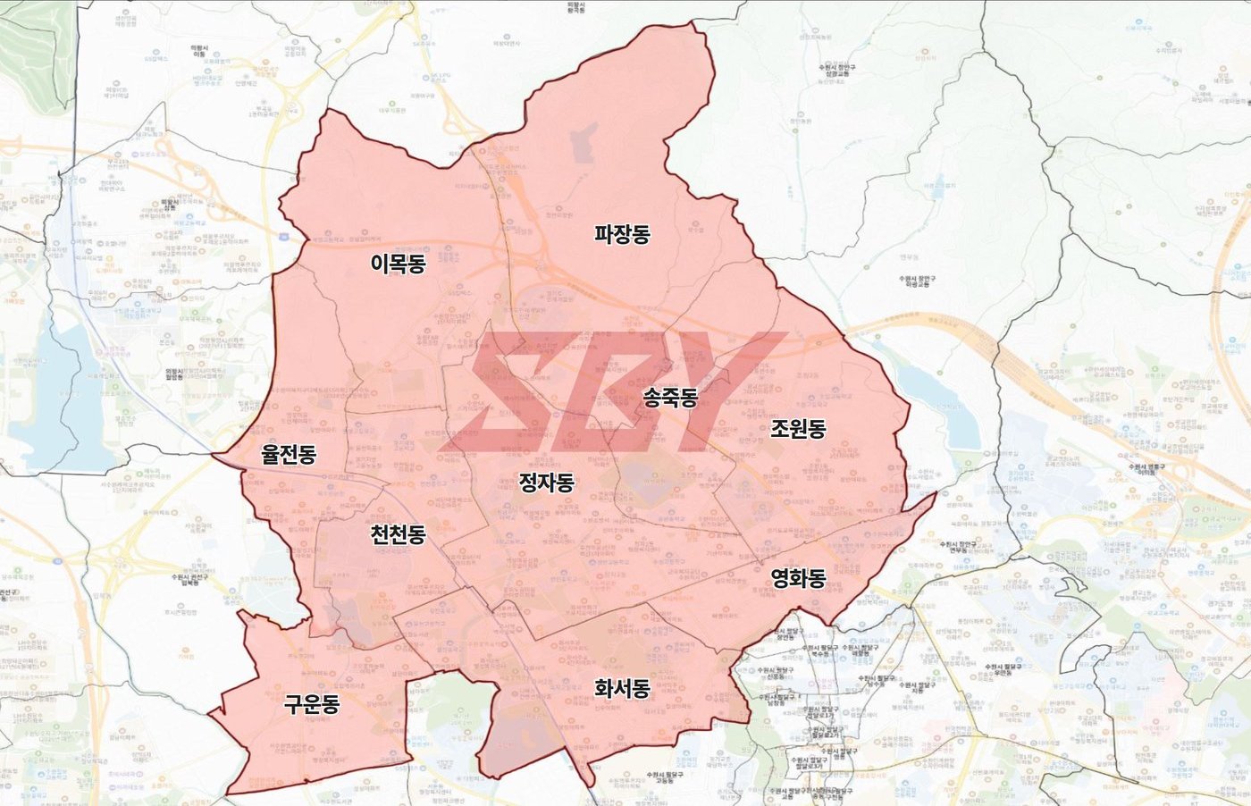 수원 장안 권역 지도