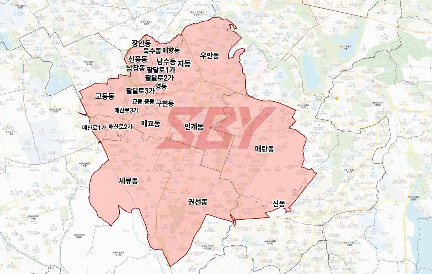 수원 팔달 권역 지도